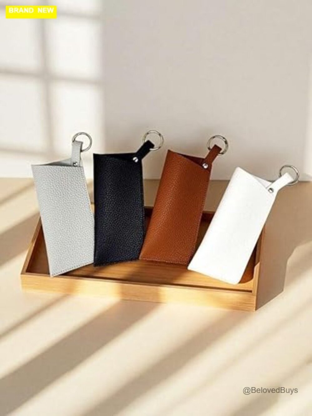 PU Sunglasses Pouch with Holster Clip and Key Ring - Slim Protective Case for